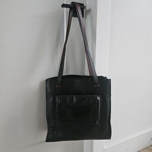 Derek Alexander Two Tone Leather Bag 2 Zip Up Compartments Built In Wallet